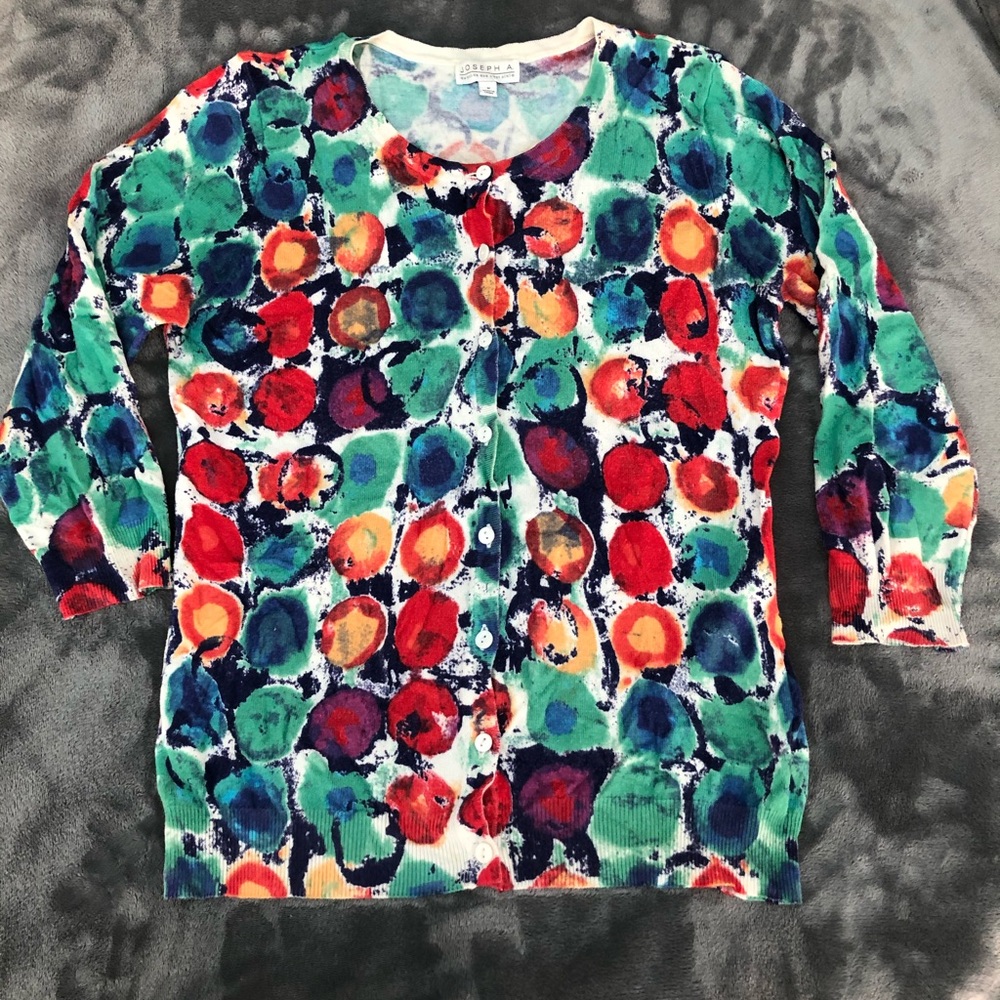Joseph A 3/4 sleeve multi color cardigan Medium